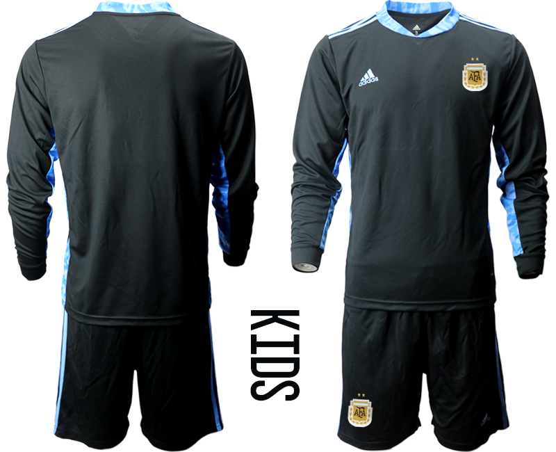 Youth 2020-2021 Season National team Argentina goalkeeper Long sleeve black Soccer Jersey1